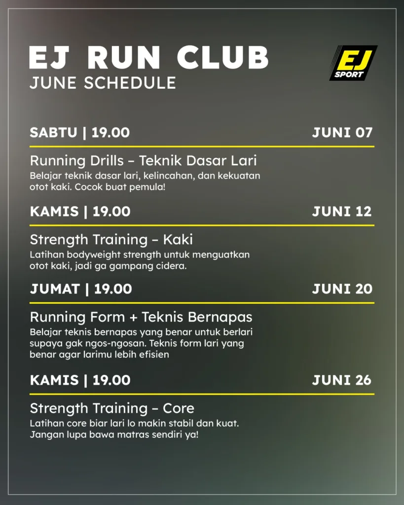 EJ Run Club – June Schedule